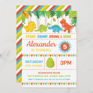 Boy Dinosaur Geburtstag Roar Dino-Mite Party Einladung