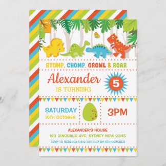 Boy Dinosaur Geburtstag Roar Dino-Mite Party Einladung