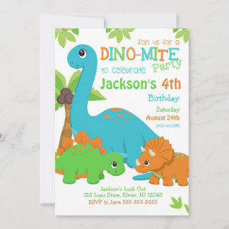 Boy Dinosaur Geburtstagseinladung / Dino-Party Einladung