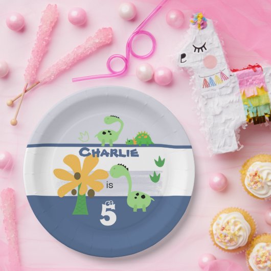 Boy Dinosaur Jurassic Birthday Party Pappteller (Party)