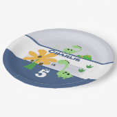 Boy Dinosaur Jurassic Birthday Party Pappteller (Schrägansicht)