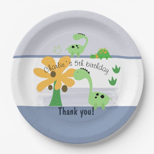 Boy Dinosaur Jurassic Birthday Party Pappteller (Vorderseite)