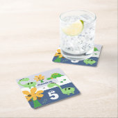 Boy Dinosaur Jurassic Birthday Party Rechteckiger Pappuntersetzer (Vor Ort)