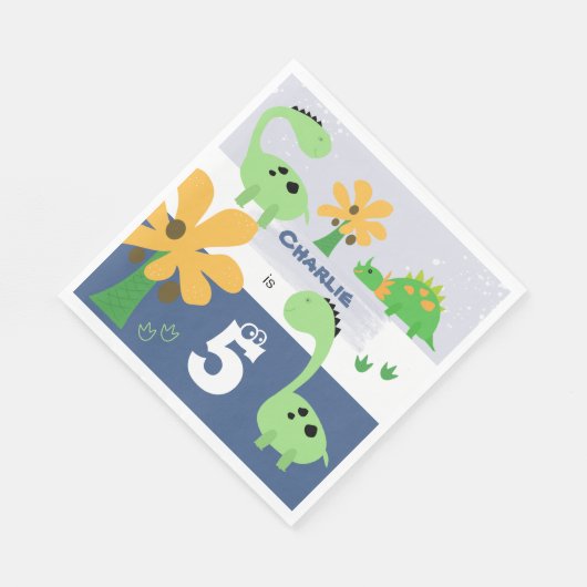 Boy Dinosaur Jurassic Birthday Party Serviette (Ecke)