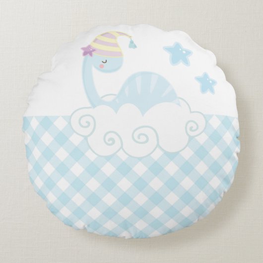 Boy Dinosaur Schlafwurfkissen Rundes Kissen (Vorderseite)