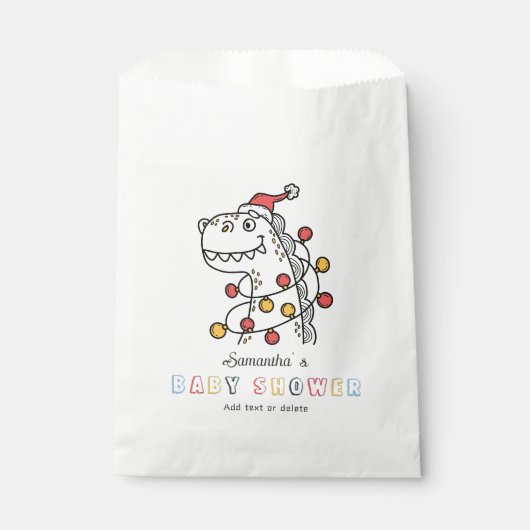Boy Dinosaur Winter Weihnachts Coed Baby Dusche Geschenktütchen (Vorderseite)