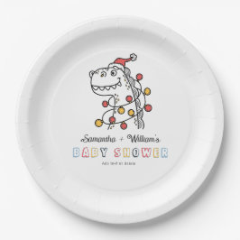 Boy Dinosaur Winter Weihnachts Coed Baby Dusche Pappteller