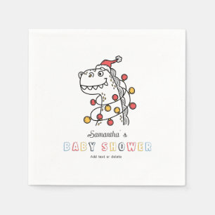 Boy Dinosaur Winter Weihnachts Coed Baby Dusche Serviette
