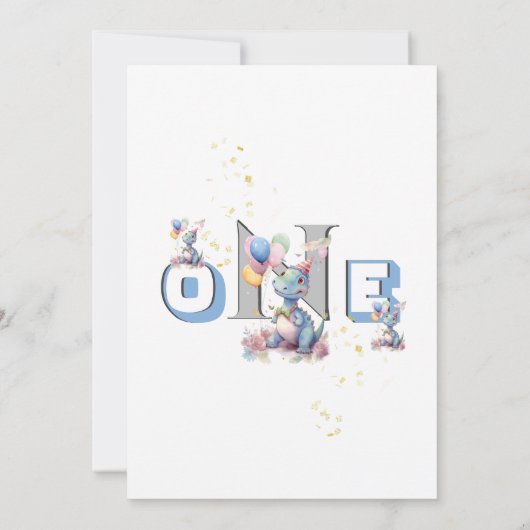 Boy Dinosaurier Personalisiertes Foto Erster Gebur Dankeskarte (Rückseite)