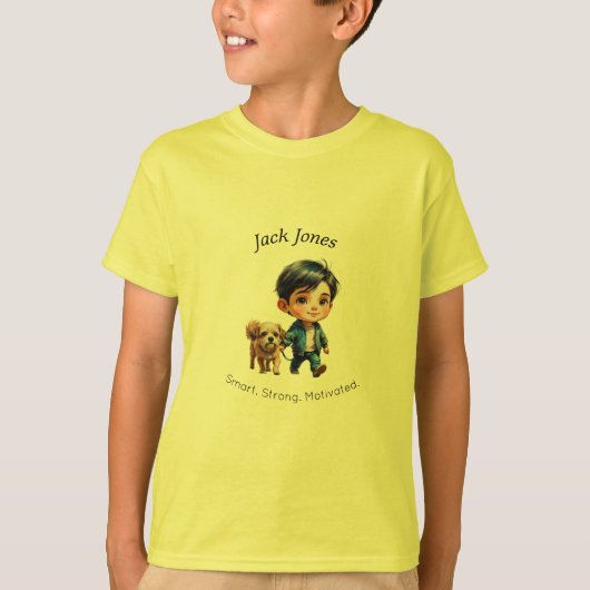 Boy & Dog Back to School Custom Design T-Shirt (Vorderseite)