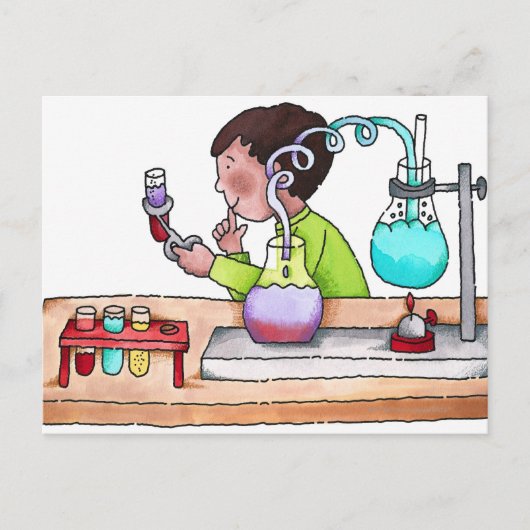 Boy Doing Science Experiment Postkarte (Vorderseite)