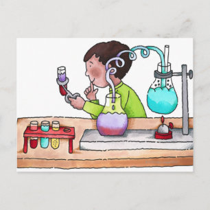 Boy Doing Science Experiment Postkarte