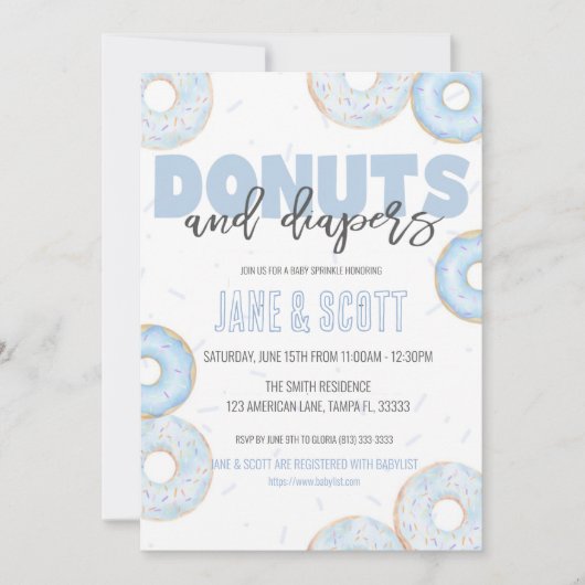 Boy Donut Sprinkle Dusche Einladung (Vorderseite)