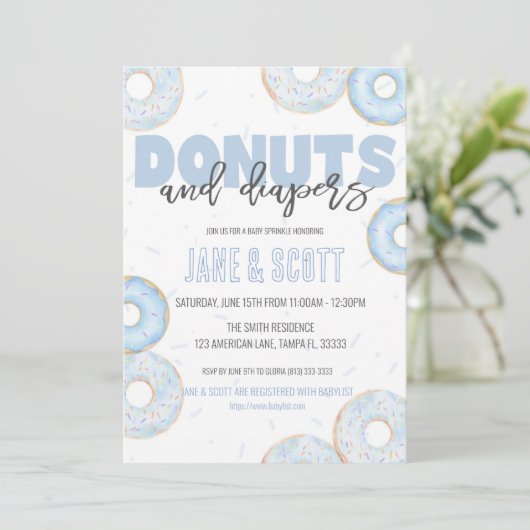 Boy Donut Sprinkle Dusche Einladung (Stehend Vorderseite)