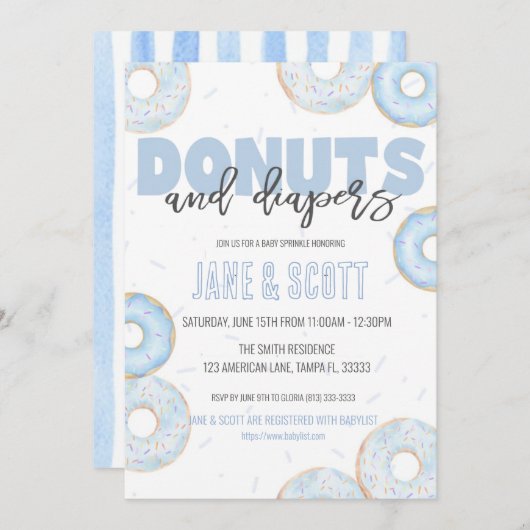 Boy Donut Sprinkle Dusche Einladung (Vorne/Hinten)