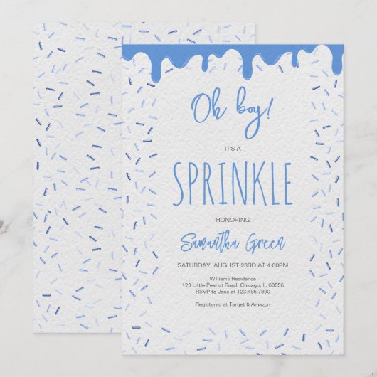 Boy Donuts Sprinkle Baby Dusche Einladung (Vorne/Hinten)