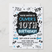 Boy Doodle 10th Birthday Invitation Einladung (Vorderseite)
