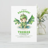 Boy Dragon Einladungen zum Geburtstag (Stehend Vorderseite)