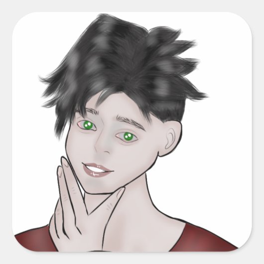 Boy Drawing Quadratischer Aufkleber (Vorderseite)