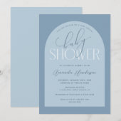 Boy Dusty Blue Baby Dusche Einladung (Vorne/Hinten)