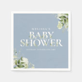 Boy Dusty Blue Greenerage Foliage Baby Shower Serviette (Vorderseite)