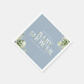 Boy Dusty Blue Greenerage Foliage Baby Shower Serviette (Ecke)