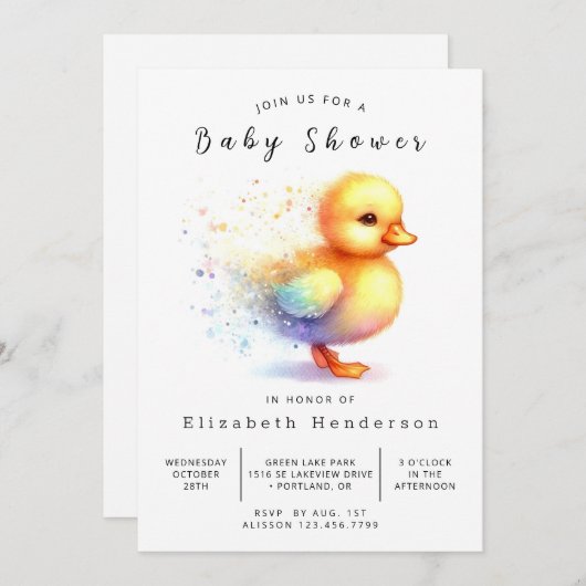 Boy Editable Duck Baby Duck Einladung (Vorne/Hinten)