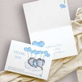 Boy Elephant auf Cloud Blue Balloon Baby Shower Dankeskarte