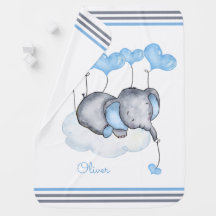 Boy Elephant auf Cloud mit blauen Herzen