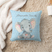 Boy Elephant Baby Blue und Gray Kissen (Decke)