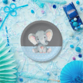 Boy Elephant Baby Dusche Blau und Grau Pappteller (Party)