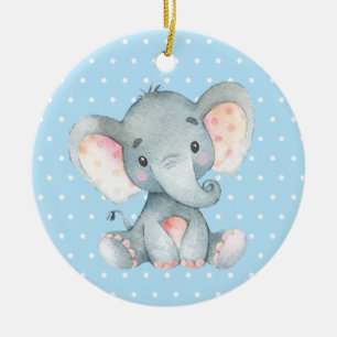 Boy Elephant Baby Dusche Blue Keramik Ornament