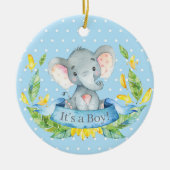 Boy Elephant Baby Dusche Blue Keramik Ornament (Vorne)