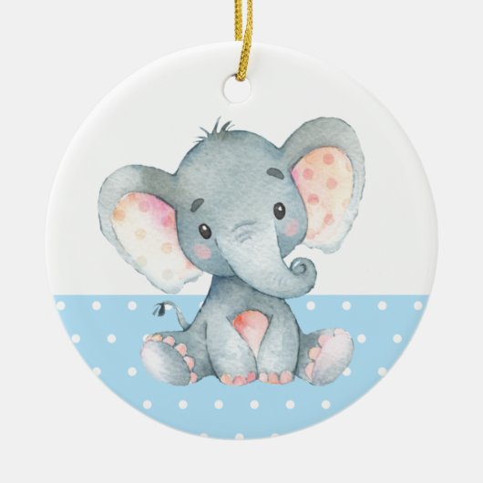 Boy Elephant Baby Dusche Blue Keramik Ornament (Vorne)