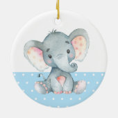 Boy Elephant Baby Dusche Blue Keramik Ornament (Hinten)