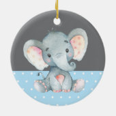 Boy Elephant Baby Dusche Blue Keramik Ornament (Hinten)