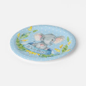 Boy Elephant Baby Dusche Blue Pappteller (Schrägansicht)