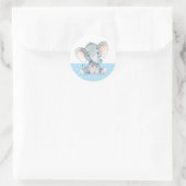 Boy Elephant Baby Dusche Blue Runder Aufkleber (Tasche)