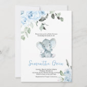 Boy Elephant Baby Dusche Einladung (Vorderseite)