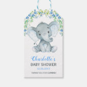 Boy Elephant Baby Dusche Floral Gevor Geschenkmark Geschenkanhänger (Vorderseite)
