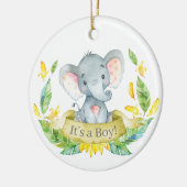 Boy Elephant Baby Dusche gelb Keramik Ornament (Links)