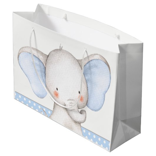 Boy Elephant Baby Dusche Große Geschenktüte (Rückseite Schrägansicht)