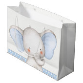 Boy Elephant Baby Dusche Große Geschenktüte (Vorderseite Schrägansicht)
