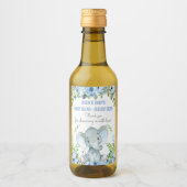 Boy Elephant Baby Dusche Mini Weinflaschen Etikett (Vorderseite)