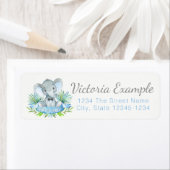 Boy Elephant Baby Dusche Rücksendeadressen-Aufkleb (Insitu)