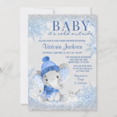 Boy Elephant Baby seine kalte Außendusche Einladung (Vorderseite)