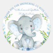 Boy Elephant Baby Shower bevorzugt Sticker (Vorderseite)