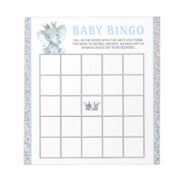 Boy Elephant Baby Shower Bingo Spielkarten Notizblock