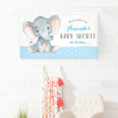Boy Elephant Baby Shower Blau und Grau Banner (Insitu)