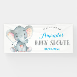 Boy Elephant Baby Shower Blau und Grau Banner